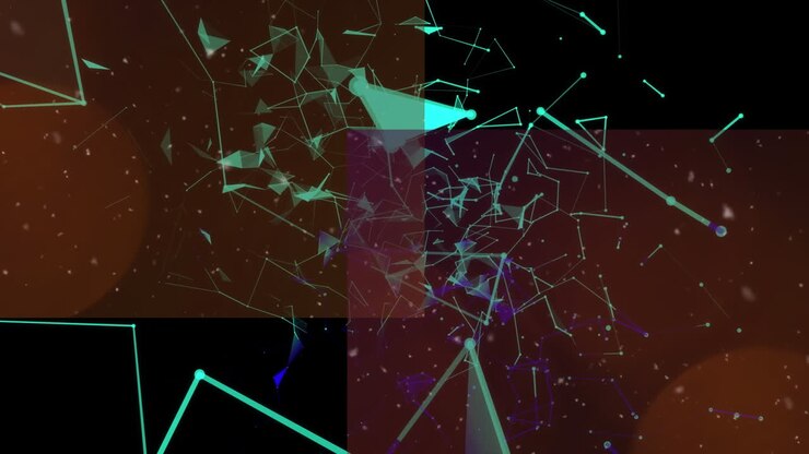 Animation of moving geometrical connections on black background