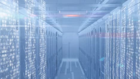 animation of data with computer processors in background