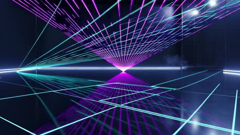 neon laser light show in a futuristic dark room