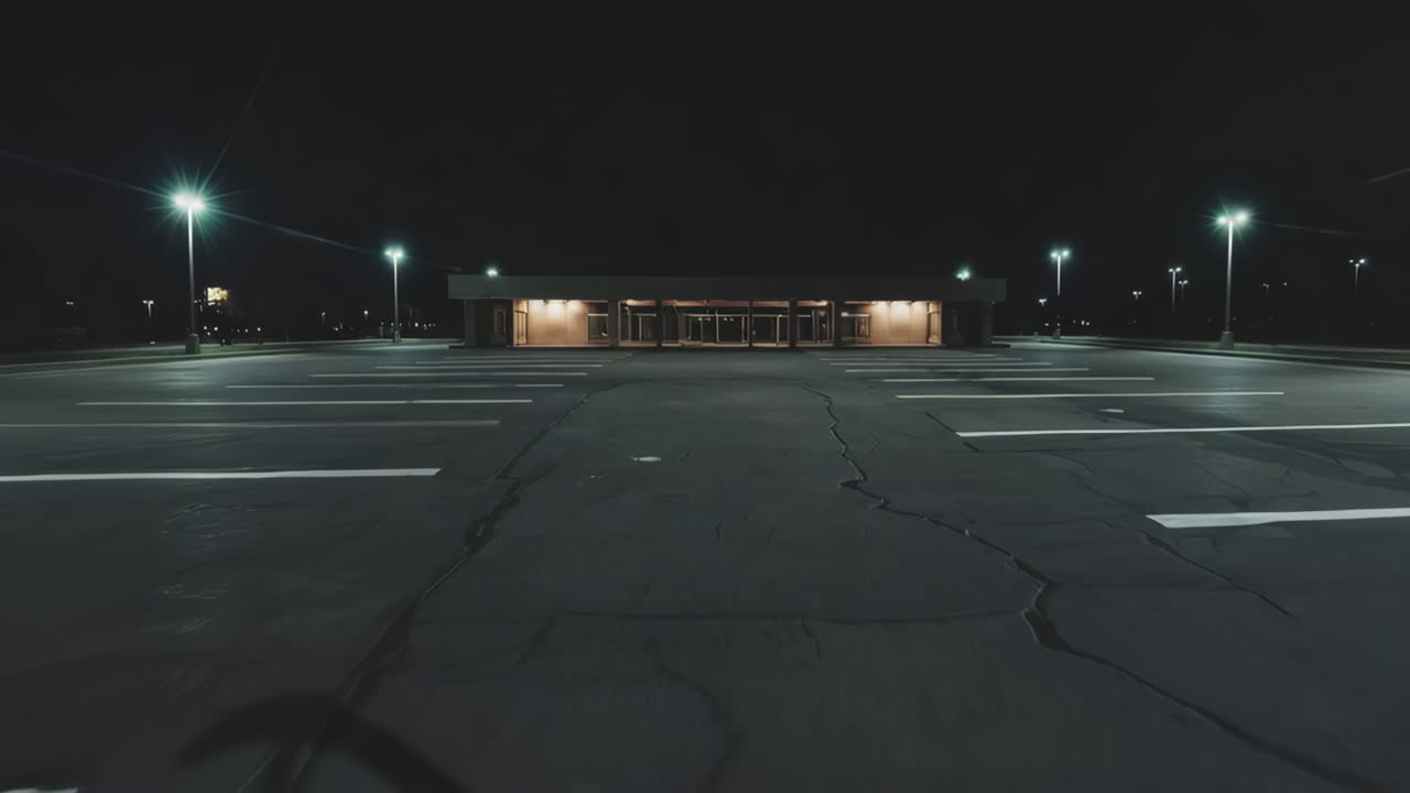 Empty Parking Lot at Night