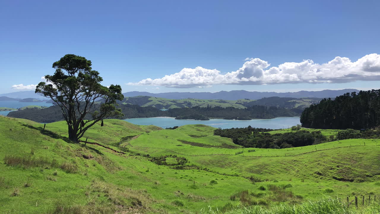 Timelapse with passing clouds at the Coromandel Peninsula in New Zealand