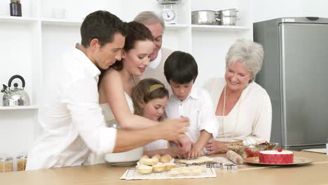 family baking in the kitchen