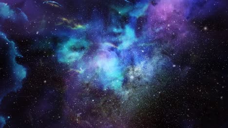 vista de 4k de nubes nebulosas en el vasto y oscuro universo, espacio exterior