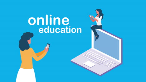 education online with female student using laptop