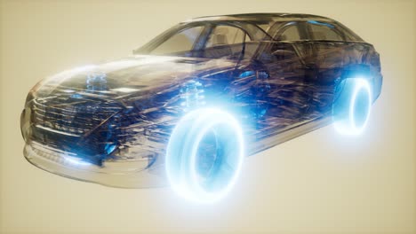 car wheels glowing in car