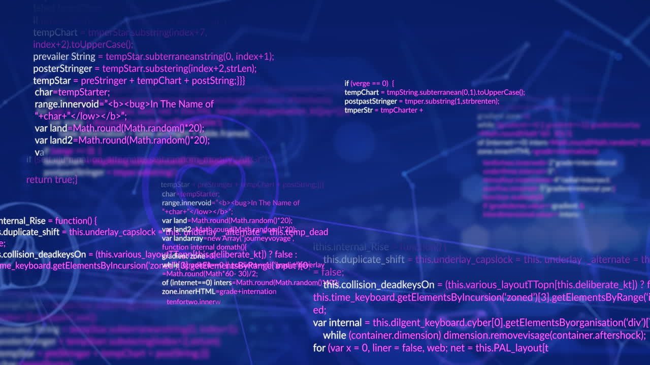 animación de la red de iconos digitales y procesamiento de datos contra un fondo azul