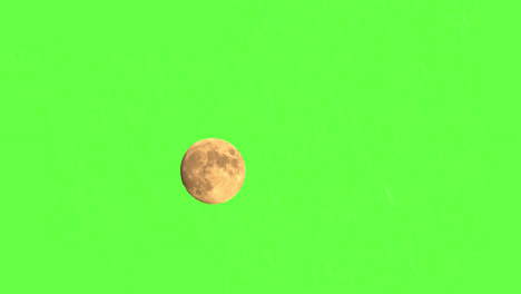 Colourful-Full-Moon-Rising-On-Green-Screen-Background,-Astronomical-Event