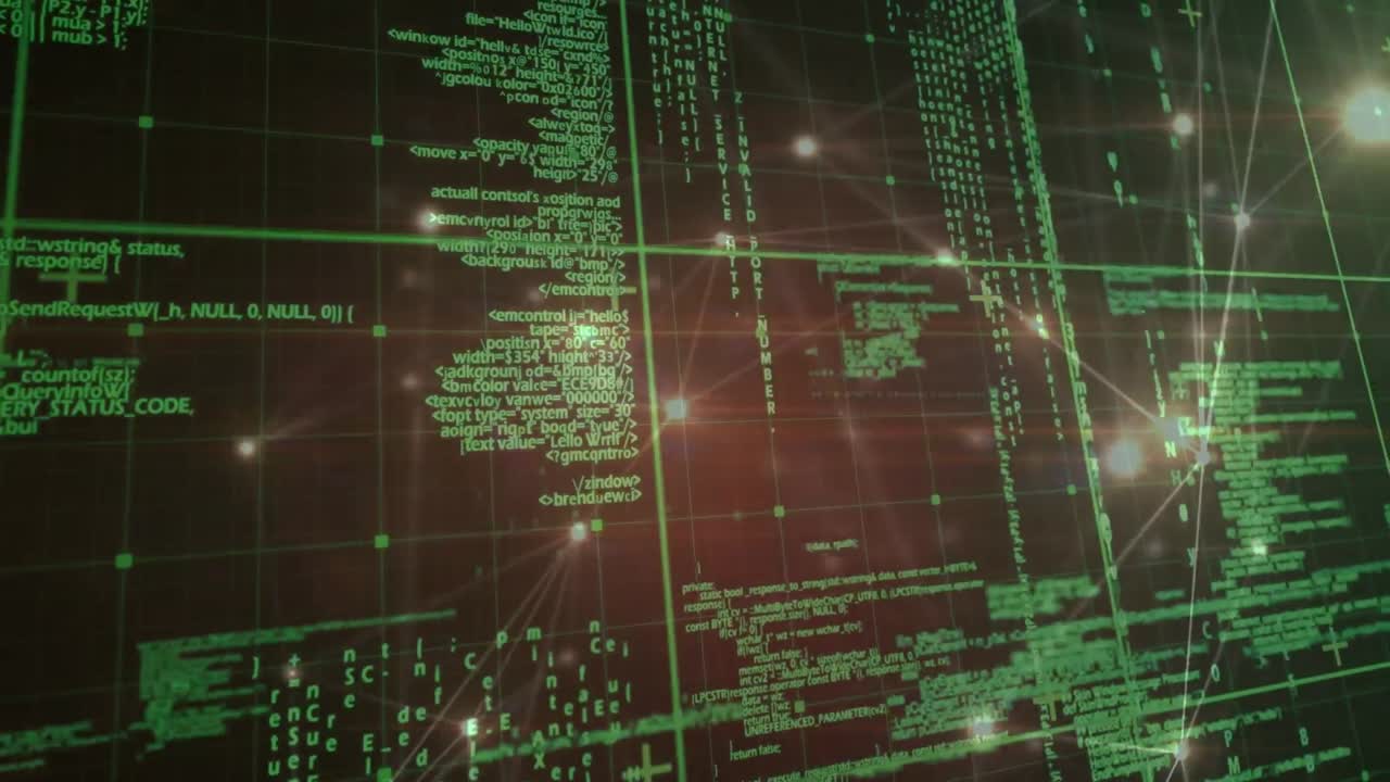 animación de la red de conexiones y datos diversos en el espacio digital