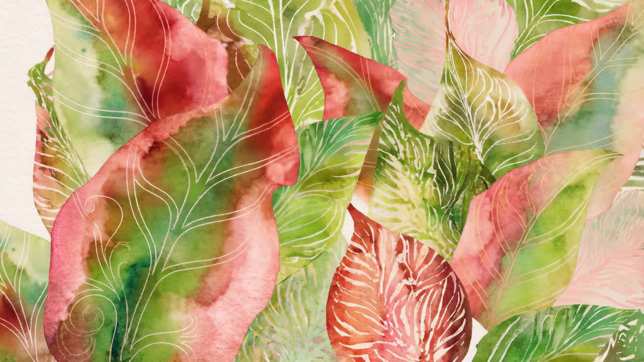 Abstract Watercolor Foliage Painting