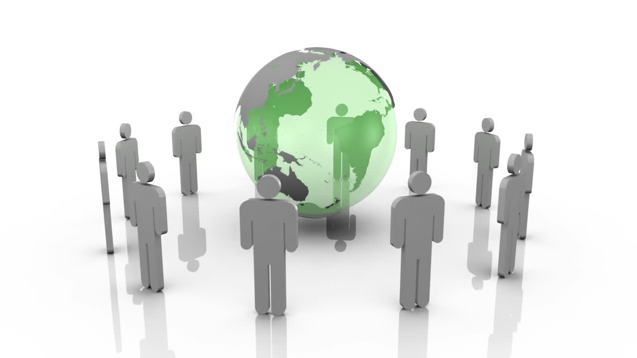 지구를 둘러싸고 있는 3d 남자들