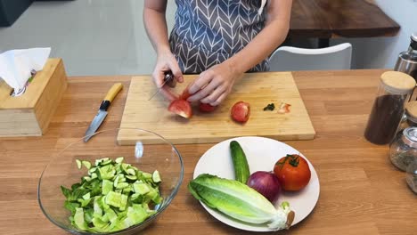 preparing a salad