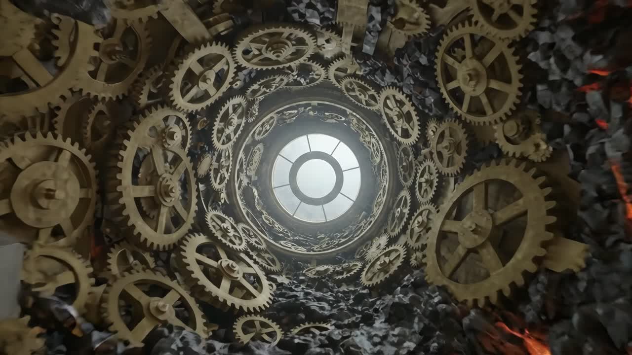Complex Mechanical Tunnel with Gears, Lava, and Retracting Structure