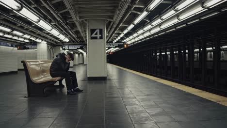 lonely figure in a subway station