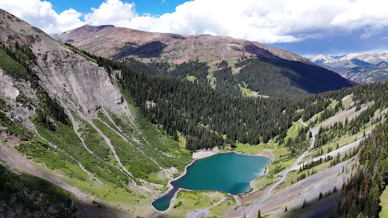 Drone Shot of Emerald Lake and Mountains Near Crested Butte, Gothic Valley, Colorado USA