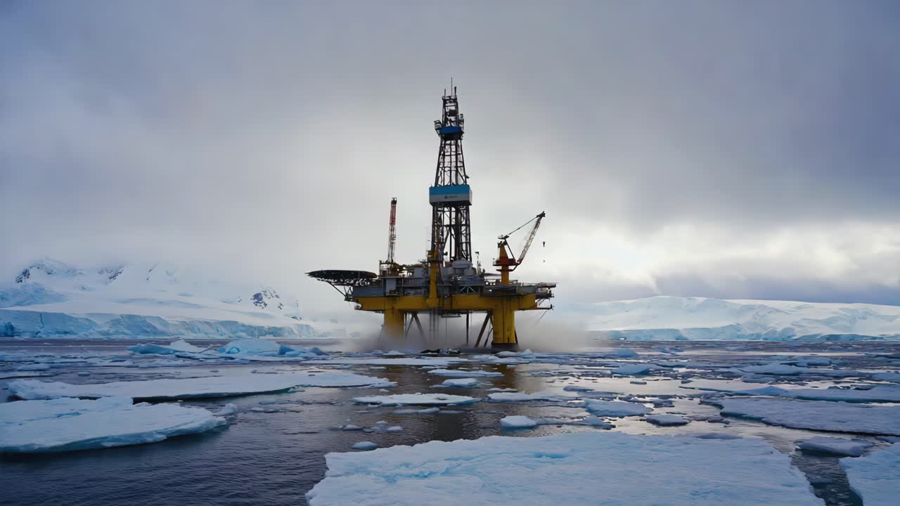 Olieplatform i arktisk farvand