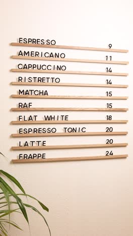 coffee menu display