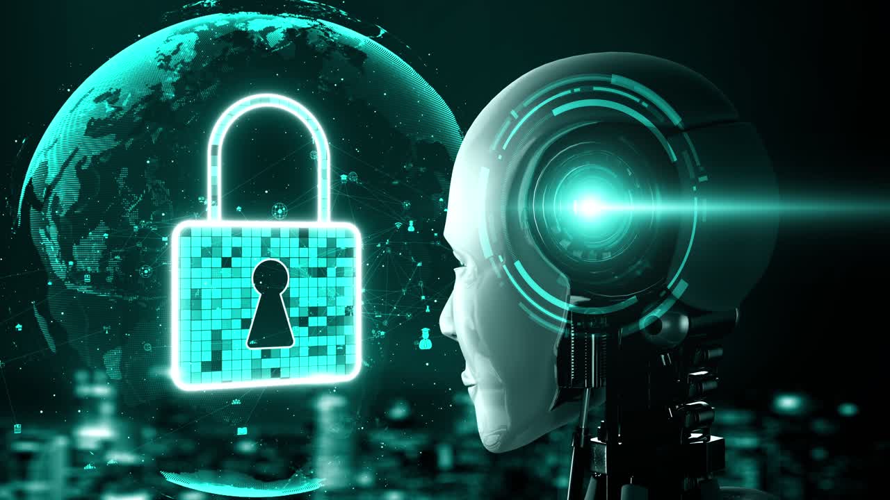 un robot humanoide utiliza la tecnología de computación en la nube para almacenar datos en un servidor en línea