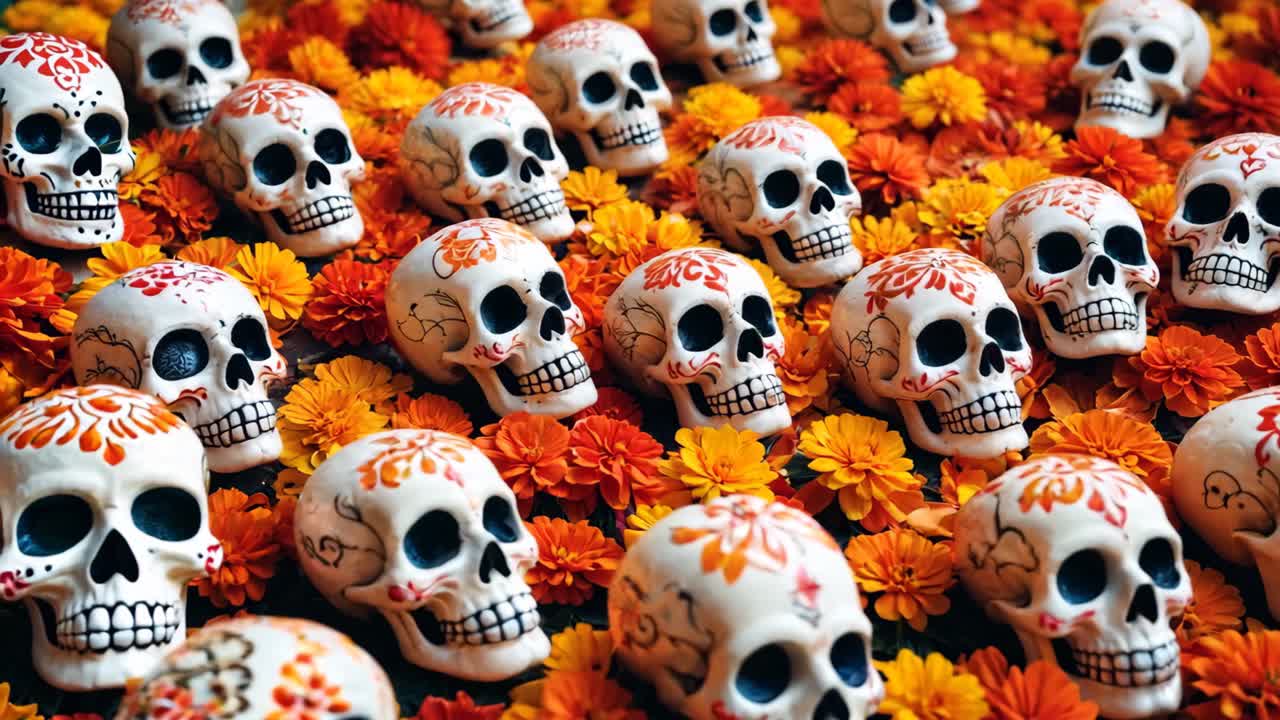 сахарные черепа и маргаритки для дня мертвых
