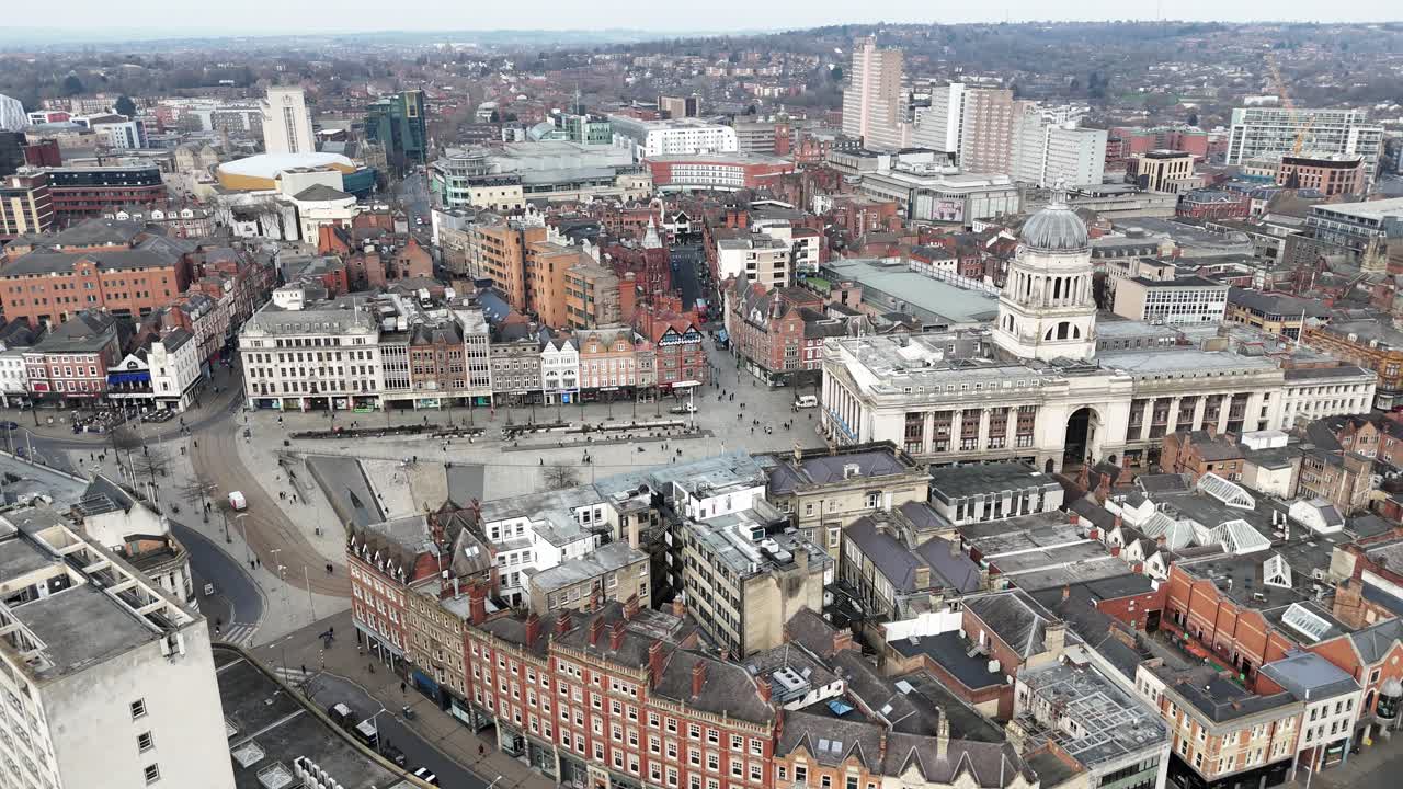 The Old Market Square Nottingham city centre drone,aerial