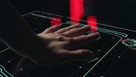 Hand-scanner-identifying-user-login-allowing-futuristic-system-access-closeup