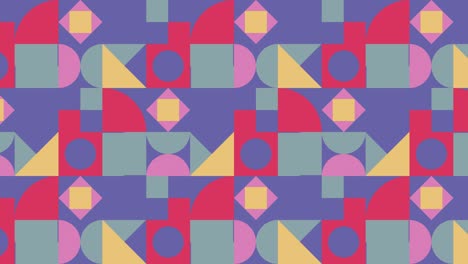 patrón geométrico multicolor con elementos muy peri violeta. azulejos aleatorios en mosaico animado abstracto. fondo gráfico de movimiento en un diseño plano retro