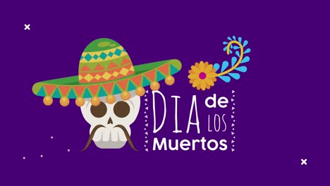 dia de los muertos lettering celebration with mariachi skull