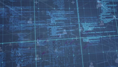animación del procesamiento de datos y la red de conexiones sobre un fondo oscuro