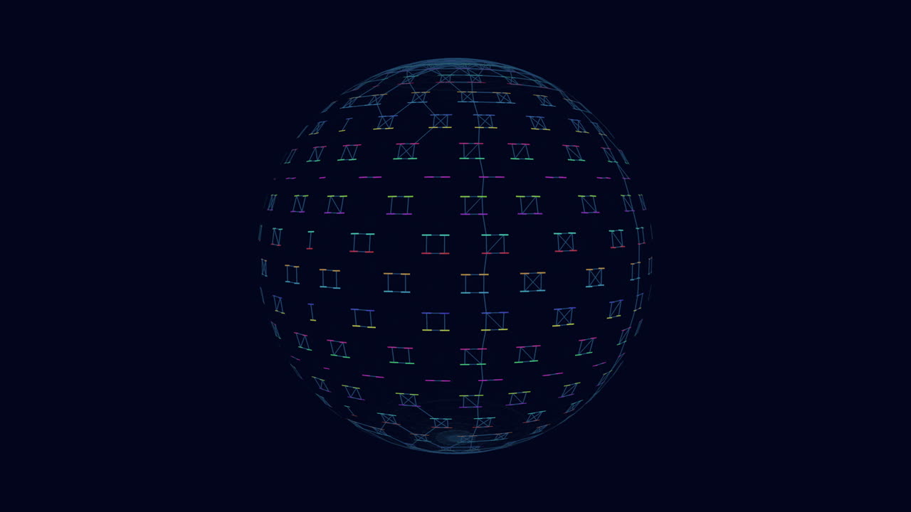 esfera futurista de neón con líneas conectadas en el espacio oscuro