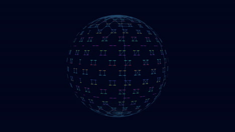 Neon-futuristic-sphere-with-connected-lines-on-dark-space