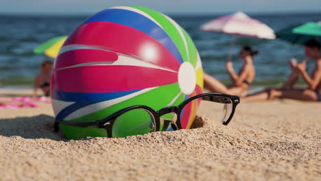 funny glasses on the beach with people