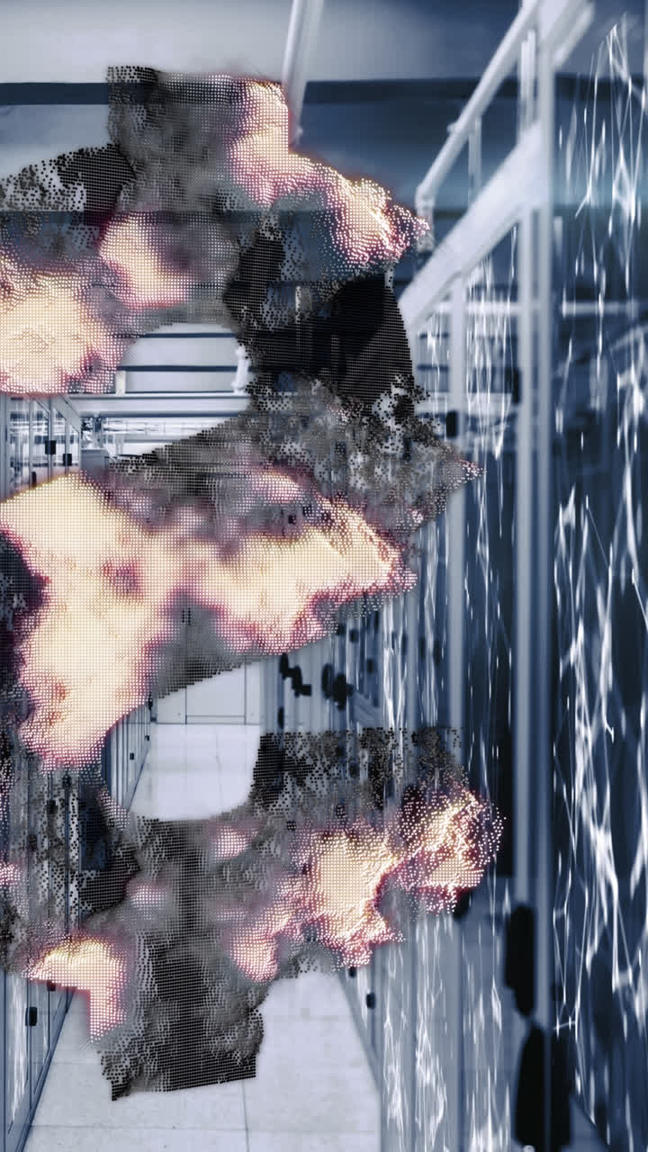 анимация символа доллара над серверной комнатой