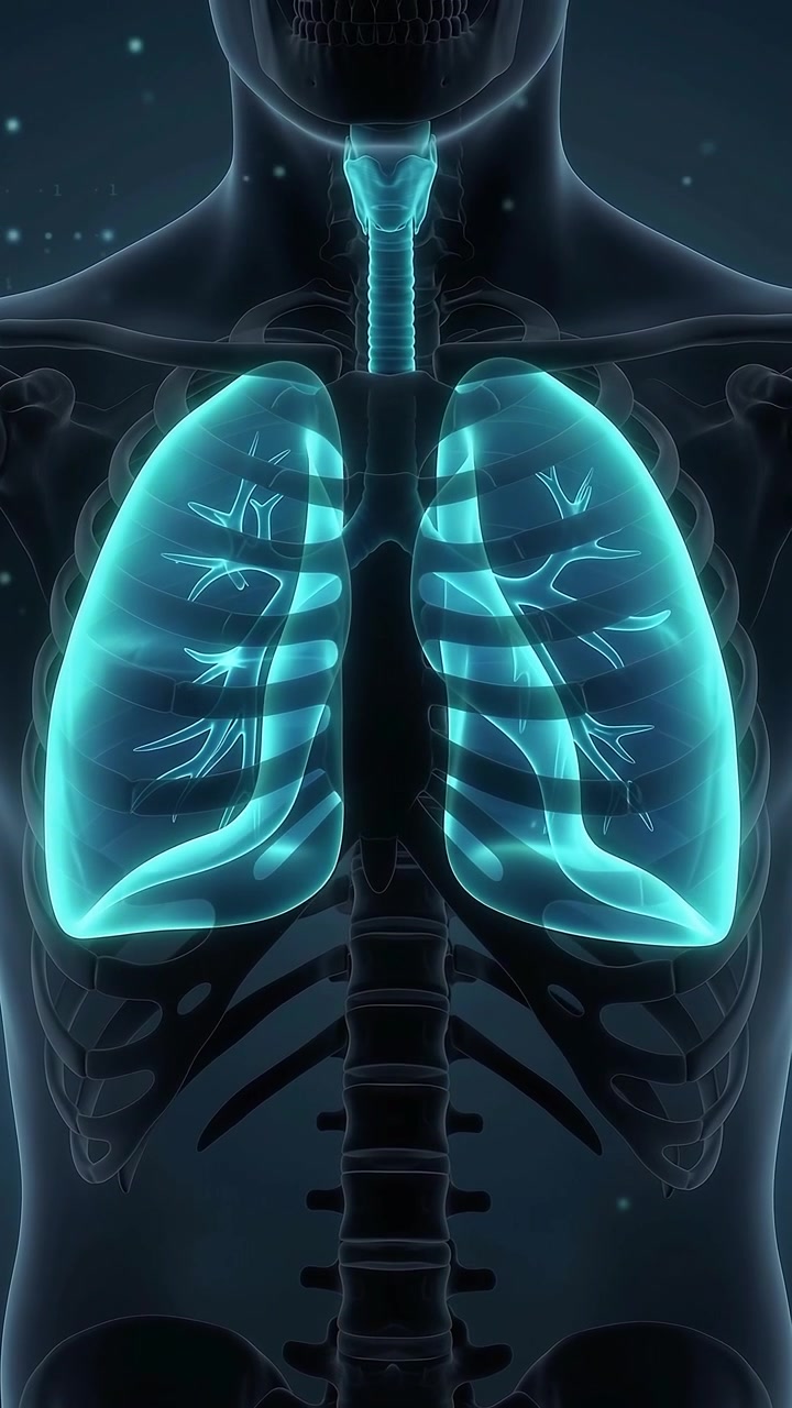 Animazione medica 3D dei polmoni umani che respirano