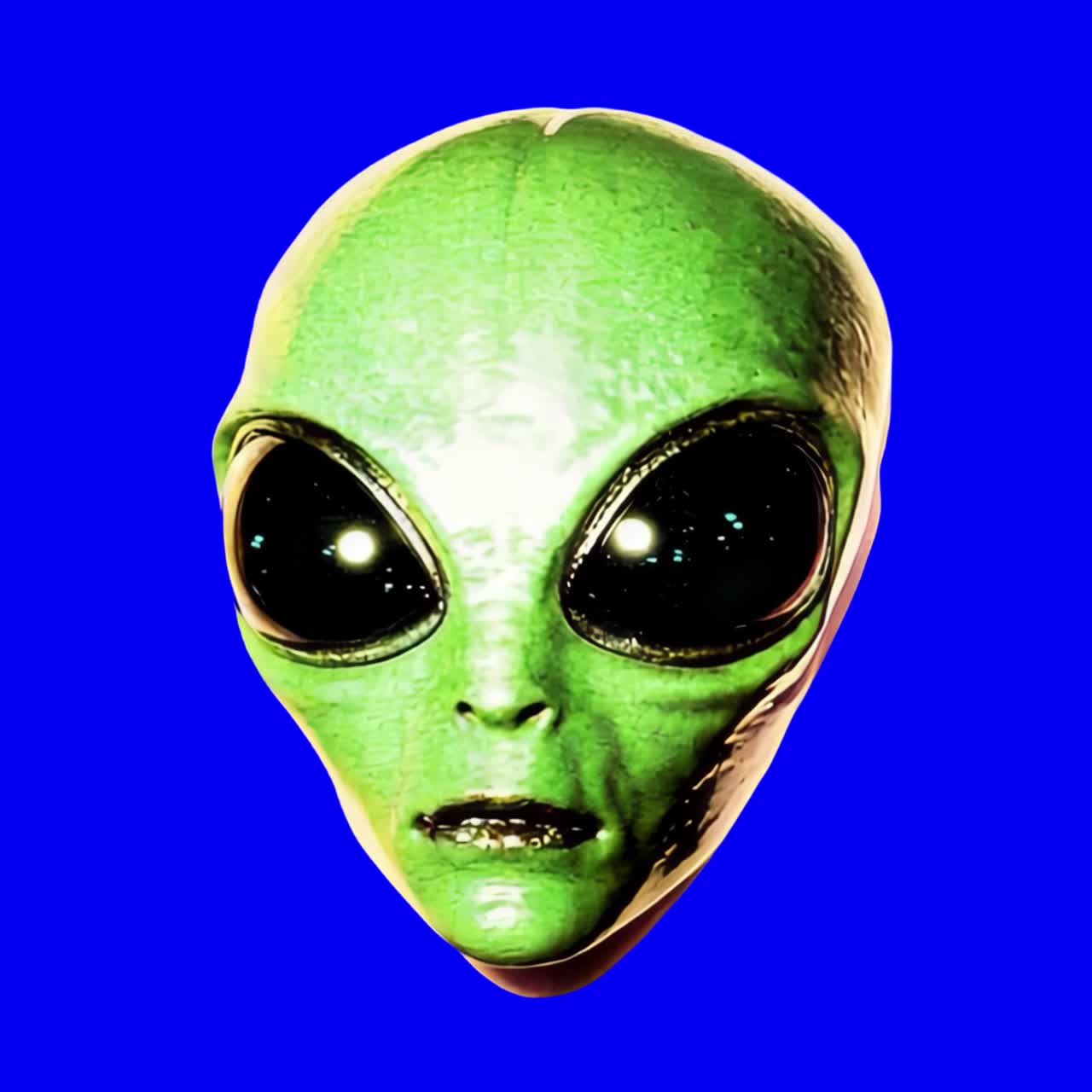 Extraterrestrial face animation, transparent 4K video, green screen