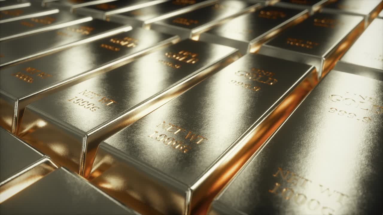 vista de la cámara deslizante en barras de oro blanco