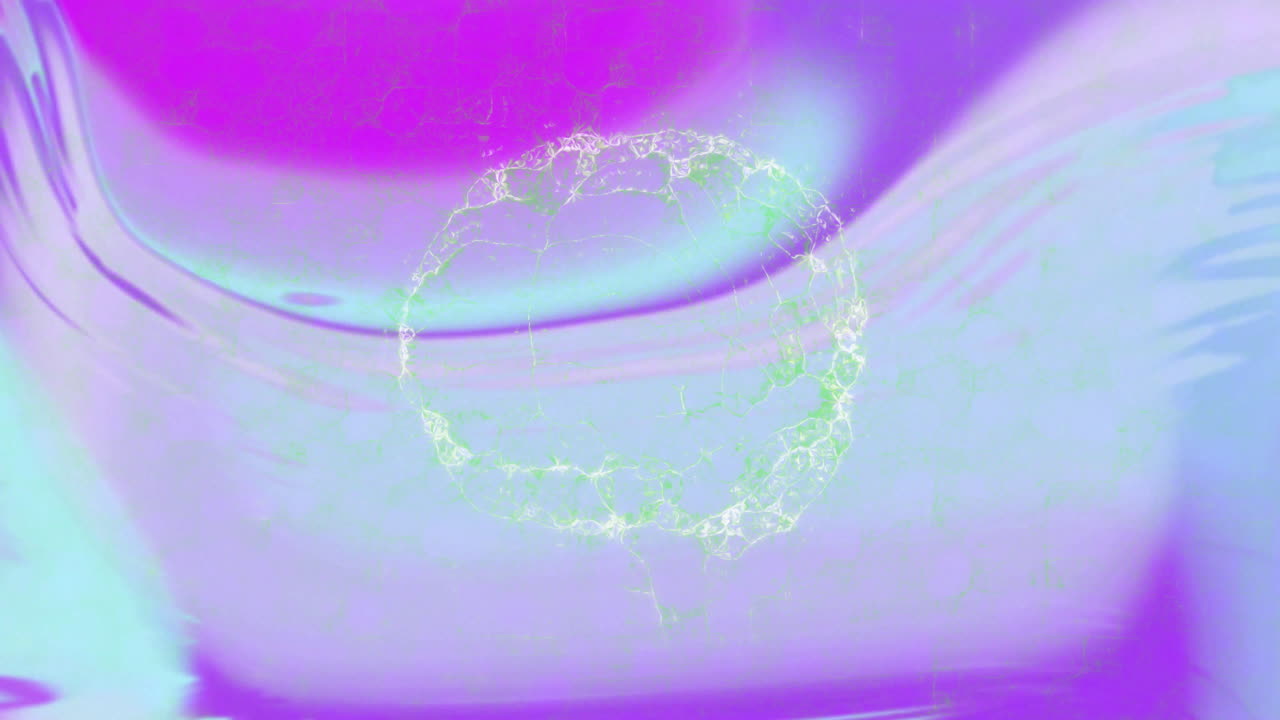 추상적인 보라색과 파란색 배경 위에 반이는 원형 패턴 애니메이션