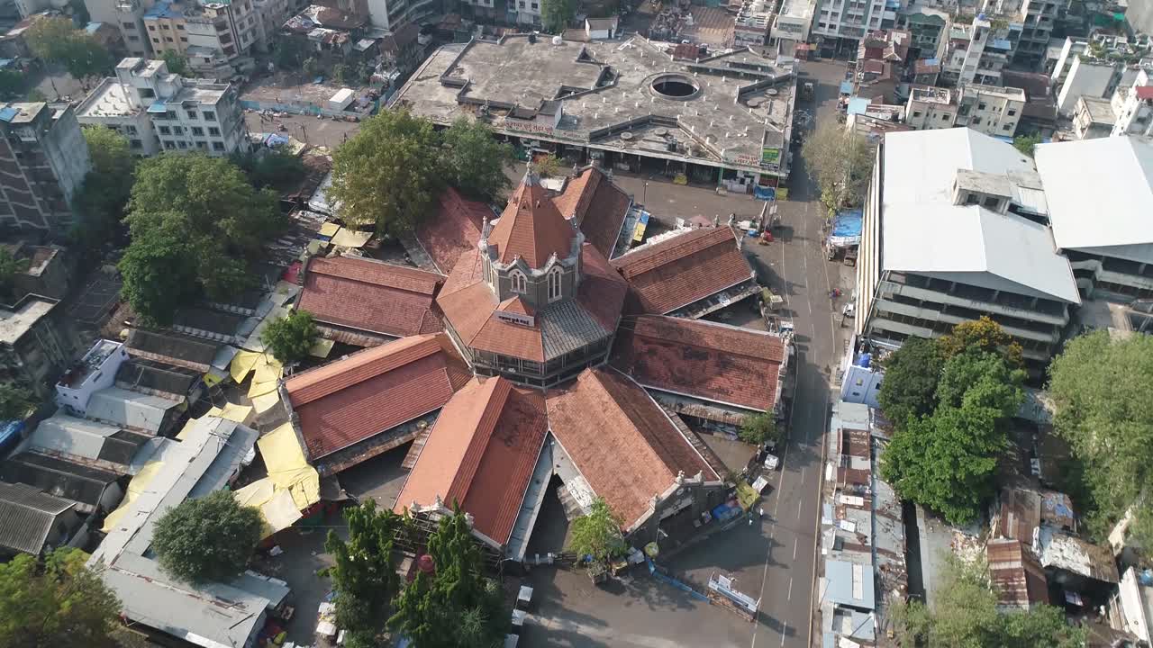 Aerial View of Crawford Market in Mumbai, India
