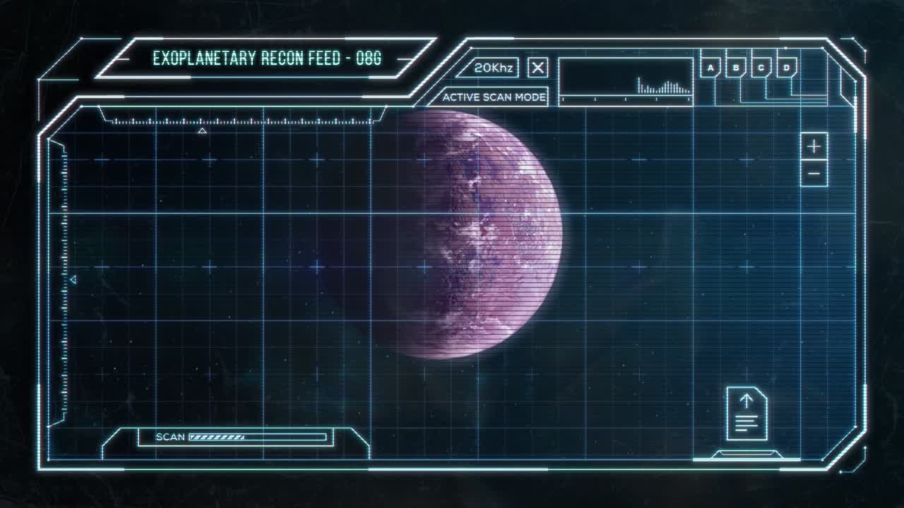 Approaching Purple Exoplanet - Futuristic Computer HUD