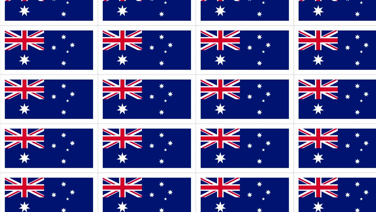호주 국기 로 된 포스트카드 시트