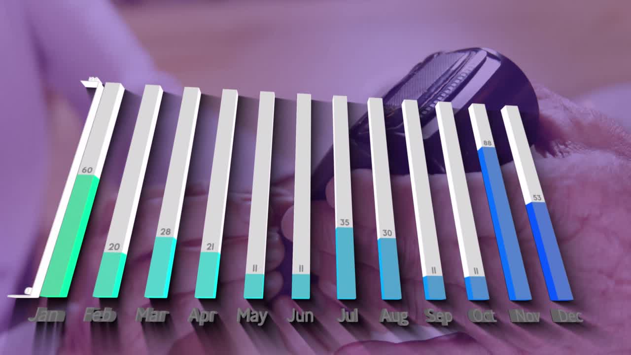 animación de estadísticas y procesamiento de datos sobre el paisaje urbano
