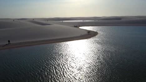 sunset over lençóis maranhenses national park .route of emotions in the northeast of brazil. aerial view of dunes and rainwater lakes