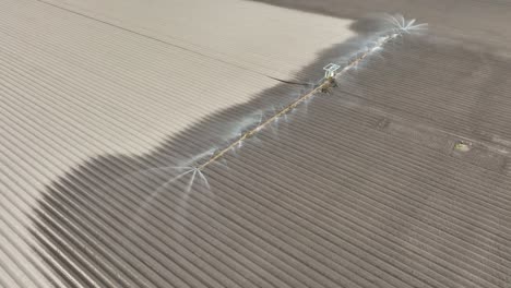 Irrigation overhead sprinkler machine spraying water