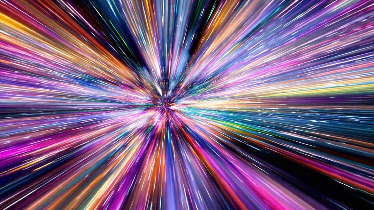 Dynamic Explosion of Colorful Light Streams Capturing the Essence of Motion Through a Vibrant, Abstract Universe of Colors and Patterns