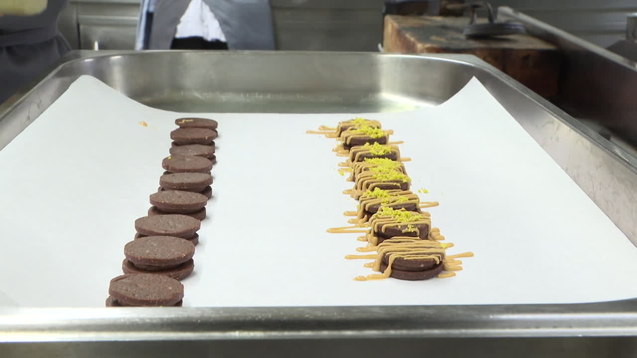Chef preparing gourmet chocolate cookies