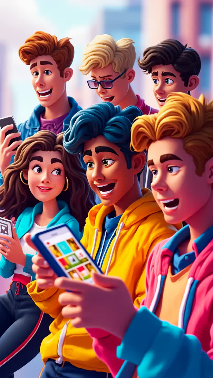 Young People Engaged with Smartphones