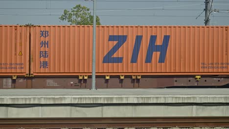 zih china-europe railway express container load trains in the station