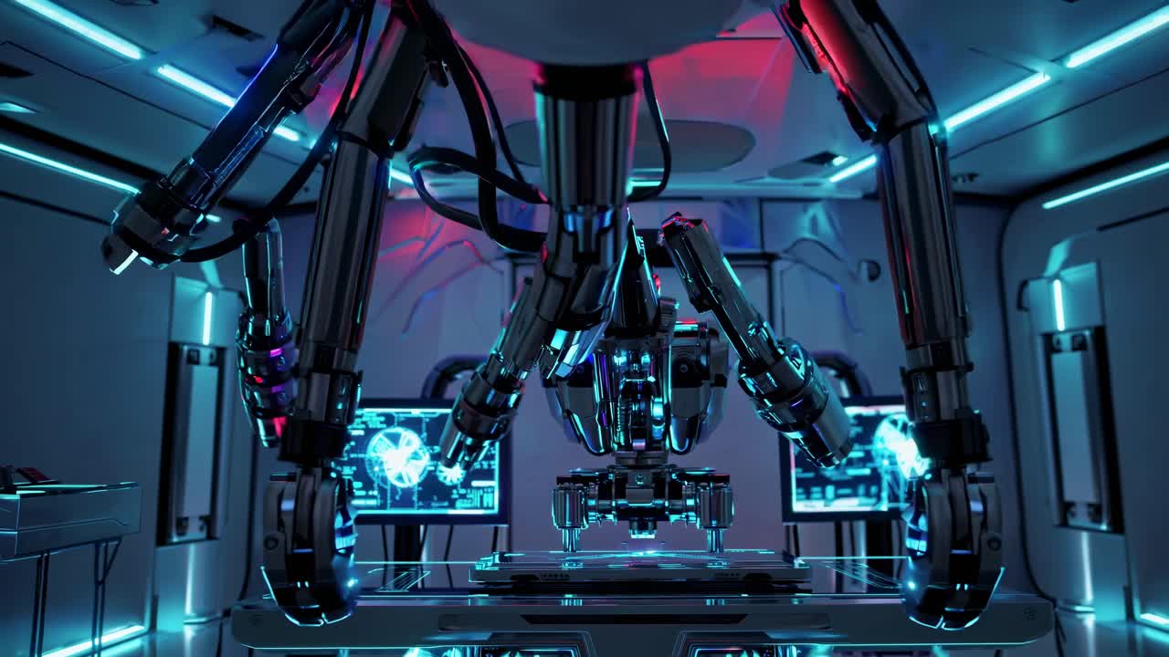 proceso de ensamblaje de robótica futurista