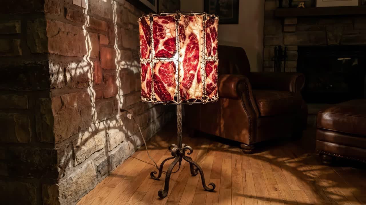 Una lampada ricoperta di carne