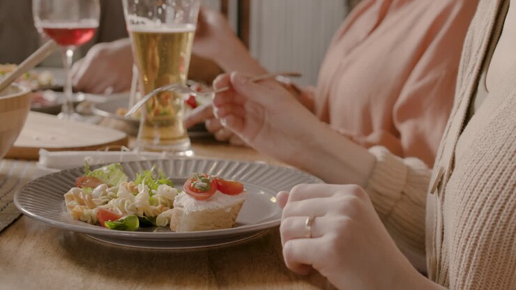 Detalle de deliciosa comida vegetariana.