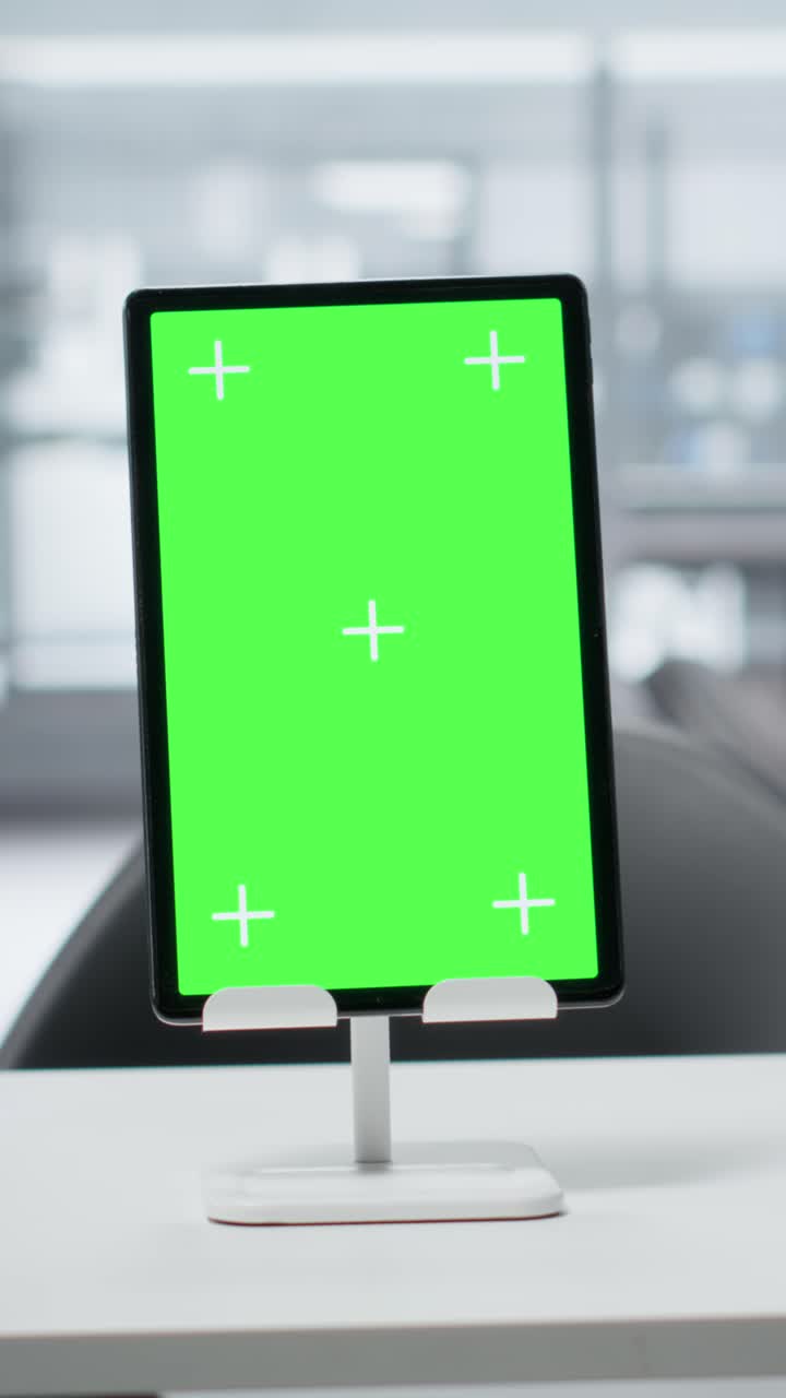 Vertical video Isolated screen tablet and scientific gear in research facility