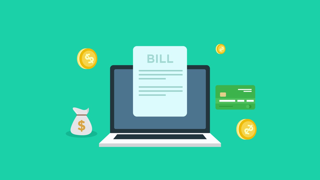 Animated Concept of Online Billing and Financial Transactions